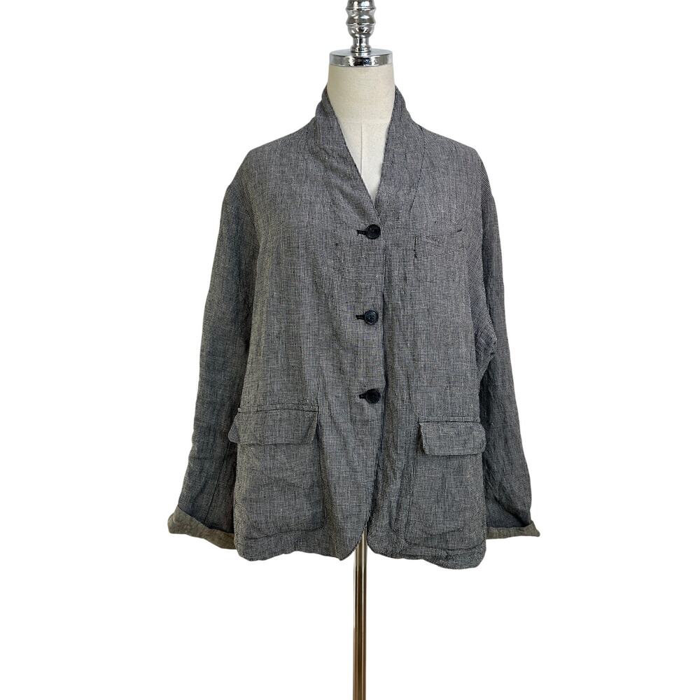 Poetry Linen Jacket Micro Houndstooth Weave